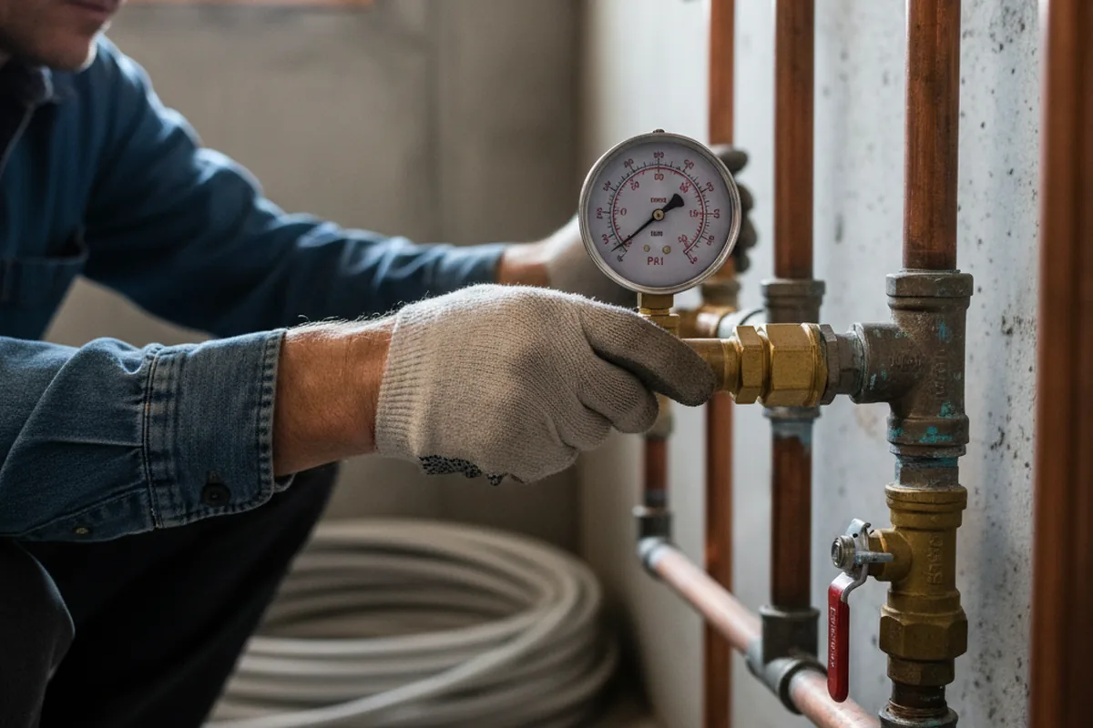 Pressure testing a repaired line during Water Line Repair in Rome City